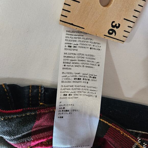 Desigual Red Plaid Front Mid Rise Ankle Skinny Jeans 29 - Picture 6 of 15